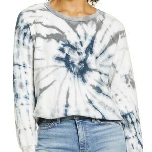 NEW Everleigh Womens Blue Gray‎ Tie Dye Inside Out Fleecy Comfort Sweatshirt XS.